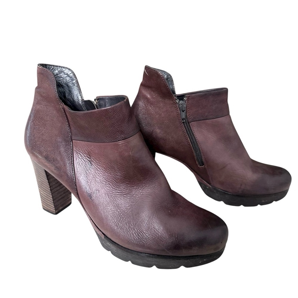 Paul Green Brown Leather Inside Zipper Platform Ankle Boots Size 6.5